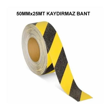 Kaydırmaz Bant 25 Metre  sarı siyah 50mmx25mm