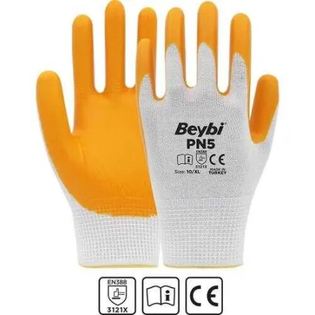Beybi PN5 Nitril Kaplı Örgü Polyester İş Eldiveni 12 adet