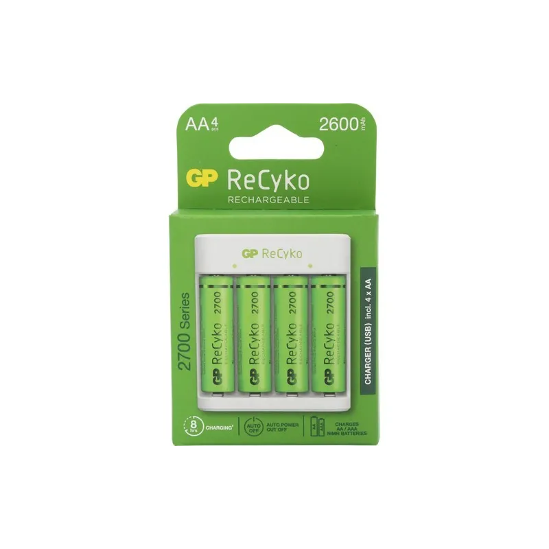 Gp Recyko E411 USB Aa-Aaa Şarj Cihazı Gp Recyko 2700 Serisi Aa Kalem Pil 4'lü