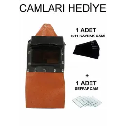 Kahverengi Deri Kapaklı Kaynakçı Baş Maskesi