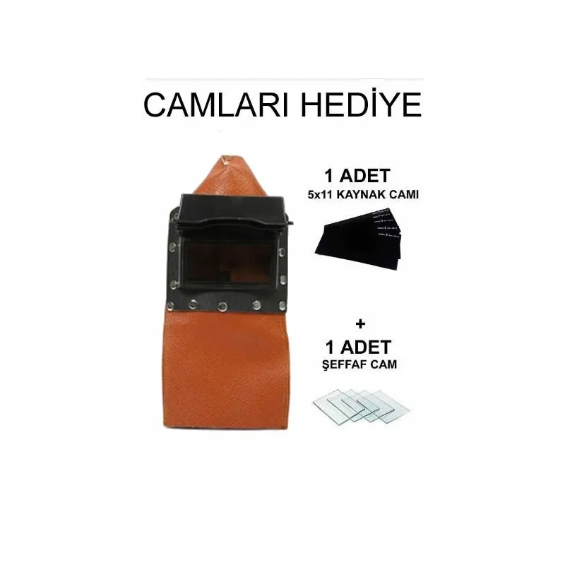 Kahverengi Deri Kapaklı Kaynakçı Baş Maskesi