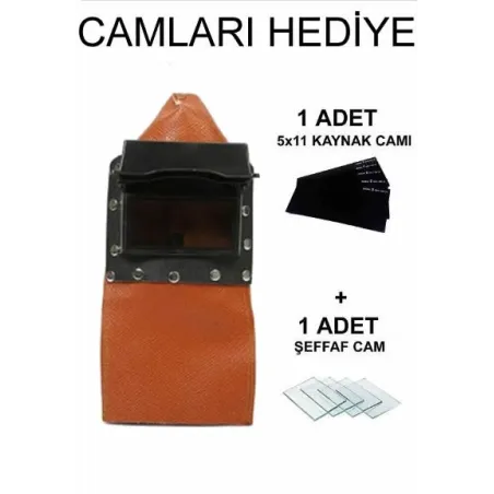 Kahverengi Deri Kapaklı Kaynakçı Baş Maskesi