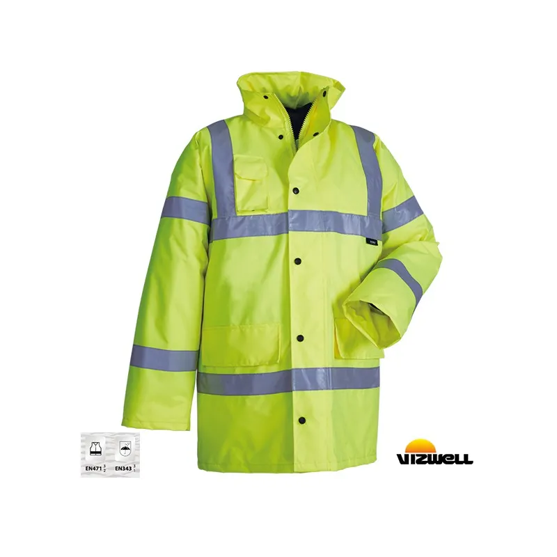 Vizwell VWJK01 300 D Sarı Oxford Reflektörlü İçi Kapitoneli Parka