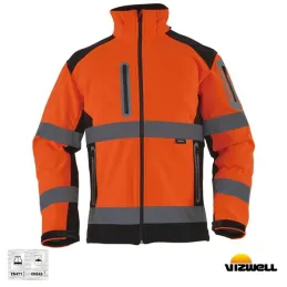 Vizwell VWJK177 Turuncu Softshell Reflektörlü İki Renkli Mont