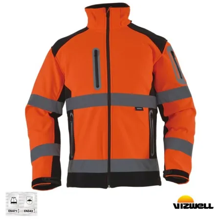 Vizwell VWJK177 Turuncu Softshell Reflektörlü İki Renkli Mont