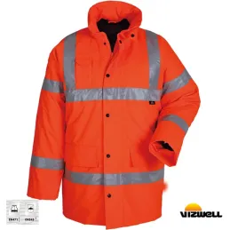 Vizwell VWJK01 300 D Turuncu Oxford Reflektörlü İçi Kapitoneli Parka