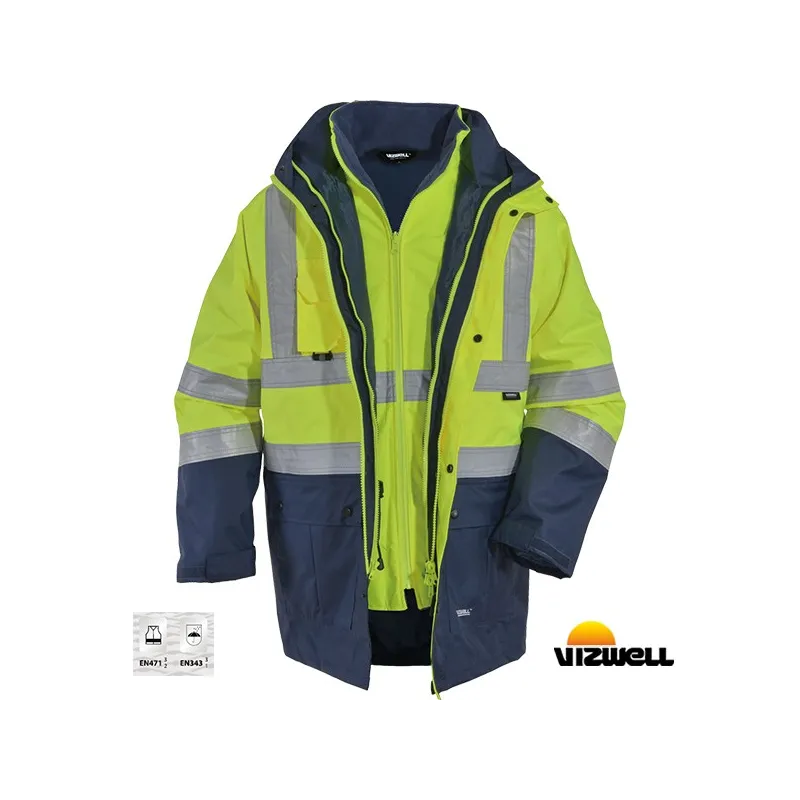 Vizwell VWJK44 300 D Sarı Oxford 51 Reflektörlü Parka 5 Farklı Kullanım