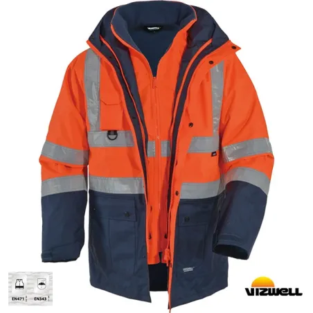 Vizwell VWJK44 300 D Turuncu Oxford 51 Reflektörlü Parka 5 Farklı Kullanım