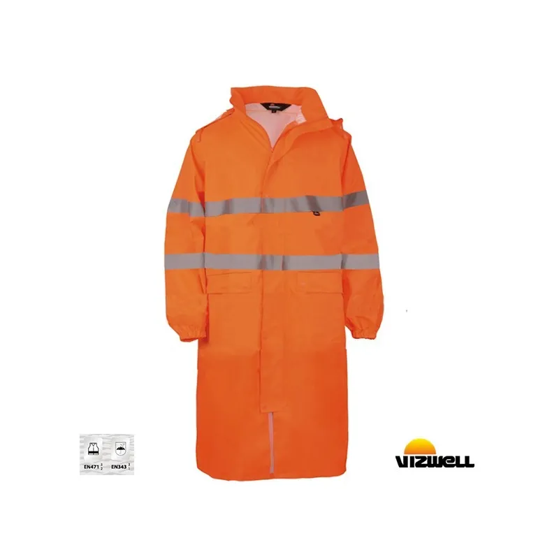 Vizwell VWJK67L Turuncu 150 D Reflektörlü Pardesü Yağmurluk