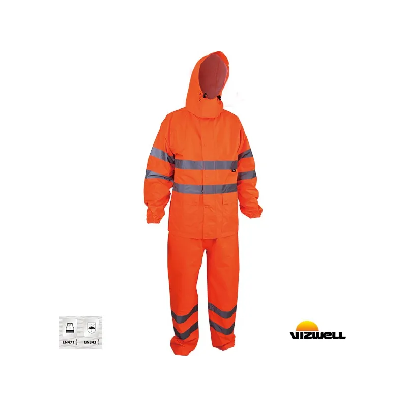 Vizwell VWJK67 Turuncu 150 D Takım Reflektörlü Yağmurluk