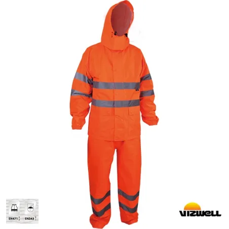 Vizwell VWJK67 Turuncu 150 D Takım Reflektörlü Yağmurluk