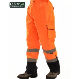 IZRASA NT187 Turuncu Lacivert ProLine 300 D Oxford Cift Renkli Reflektorlu Pantolon