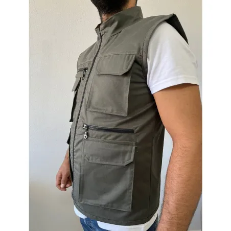 Haki Renk Çok Cepli Tasarım Yelek