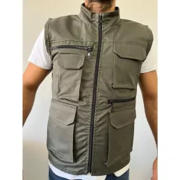 Haki Renk Çok Cepli Tasarım Yelek