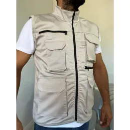 Bej Renk Çok Cepli Tasarım Yelek