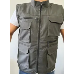 Koyu Gri Çok Cepli Tasarım Yelek