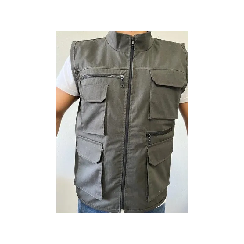 Koyu Gri Çok Cepli Tasarım Yelek