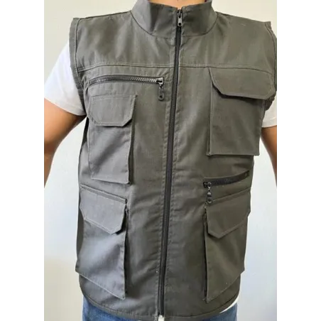 Koyu Gri Çok Cepli Tasarım Yelek