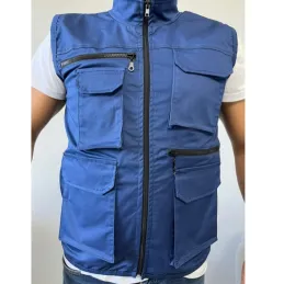 Mavi Renk Çok Cepli Tasarım Yelek