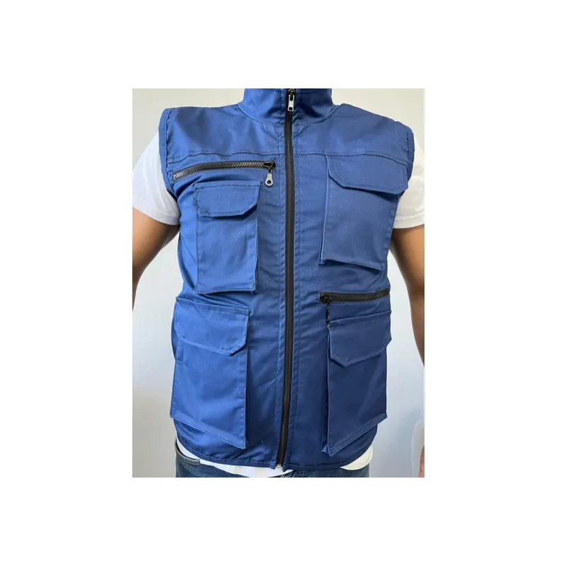 Mavi Renk Çok Cepli Tasarım Yelek