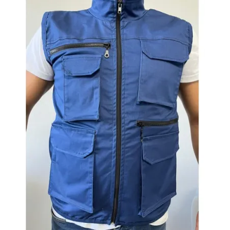 Mavi Renk Çok Cepli Tasarım Yelek