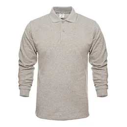 Polo Yaka Gri Melanj Sweatshirt