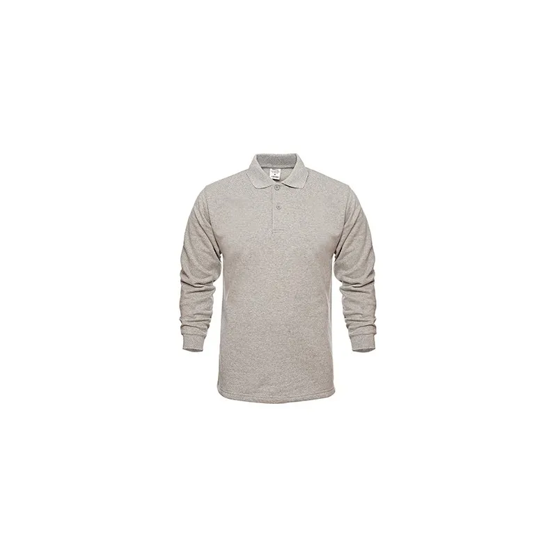 Polo Yaka Gri Melanj Sweatshirt