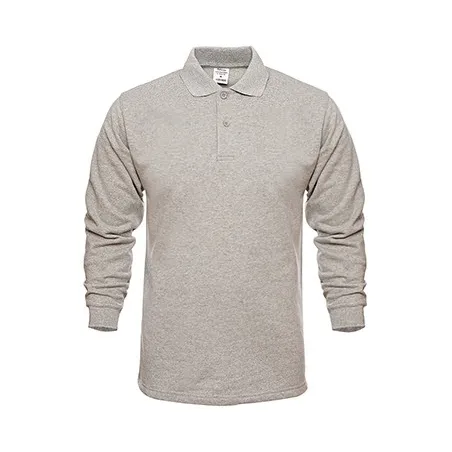 Polo Yaka Gri Melanj Sweatshirt