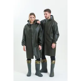 YÜKSEK KALİTE PVC ASTARLI BALIKÇI TİPİ KALIN HAKİ YAĞMURLUK