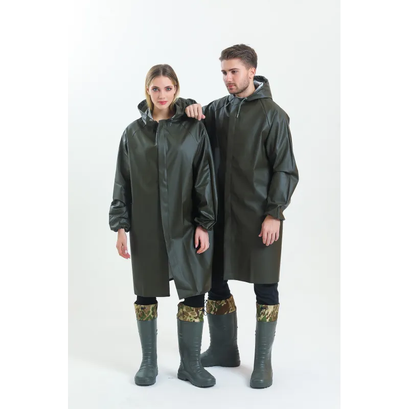 YÜKSEK KALİTE PVC ASTARLI BALIKÇI TİPİ KALIN HAKİ YAĞMURLUK