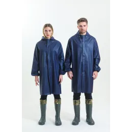 YÜKSEK KALİTE PVC ASTARLI BALIKÇI TİPİ KALIN MAVİ YAĞMURLUK