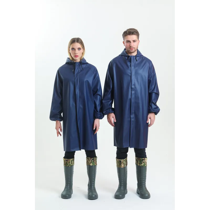 YÜKSEK KALİTE PVC ASTARLI BALIKÇI TİPİ KALIN MAVİ YAĞMURLUK