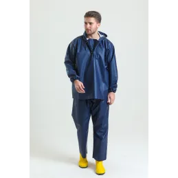 PVC ASTARLI KALIN YAĞMURLUK TAKIM LACİVERT