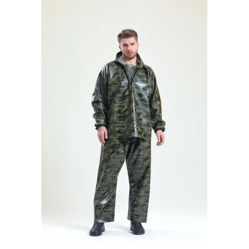 PVC ASTARLI KALIN TAKIM YAĞMURLUK KAMUFLAJ