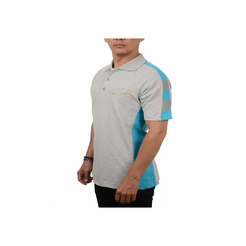 Polo Yaka Turkuaz Çift Renk Reflektörlü T-shirt