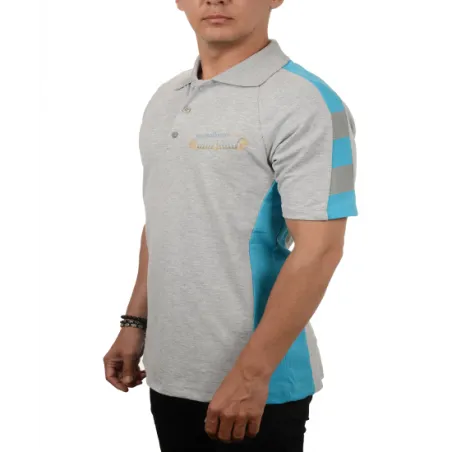 Polo Yaka Turkuaz Çift Renk Reflektörlü T-shirt