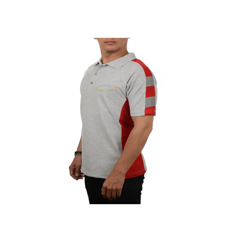Polo Yaka Kırmızı Çift Renk Reflektörlü T-shirt