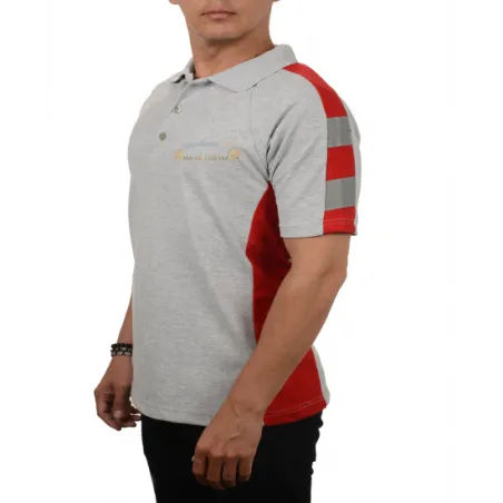 Polo Yaka Kırmızı Çift Renk Reflektörlü T-shirt