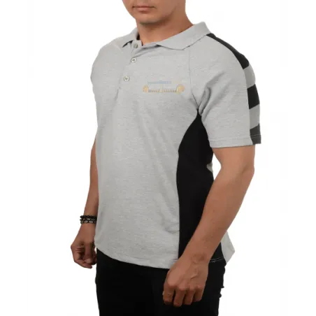 Polo Yaka Siyah Çift Renk Reflektörlü T-shirt