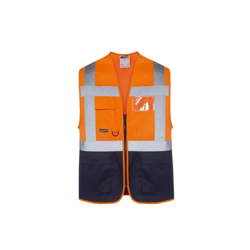 TURUNCU ÇİFT RENK MÜHENDİS CEPLİ İKAZ YELEĞİ