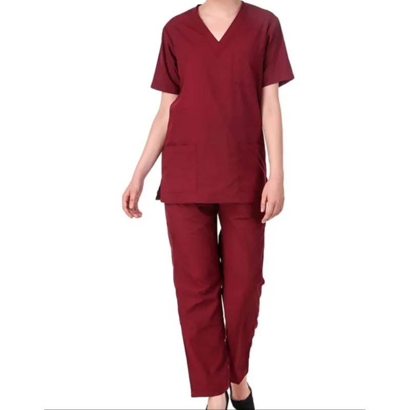Kadın Bordo Hemşire Forması Takım
