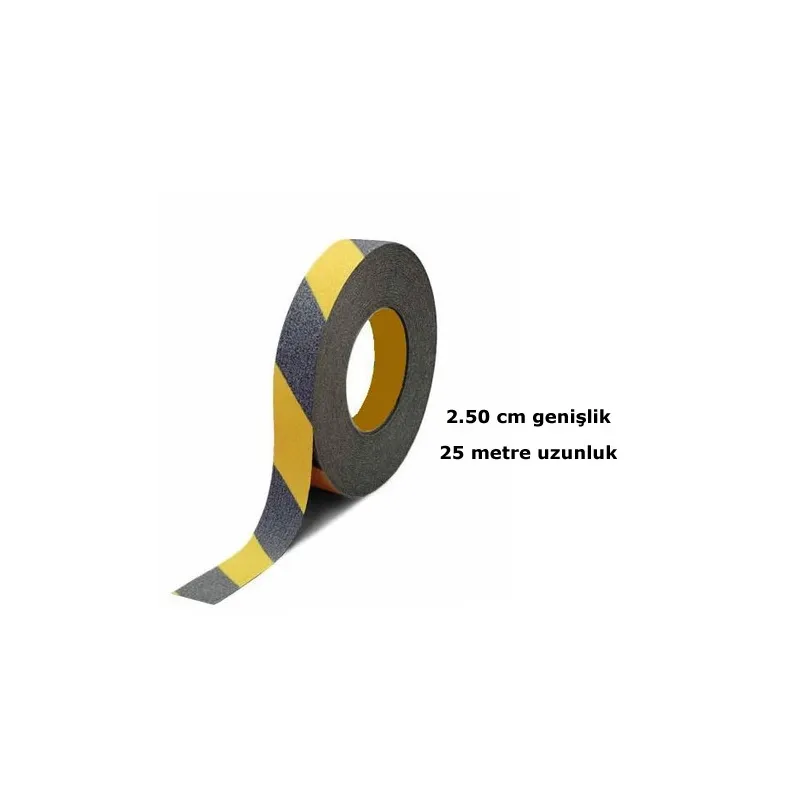 Sarı Siyah Merdiven Ve Zemin Kaydırmaz Bant 25mm x 25mt