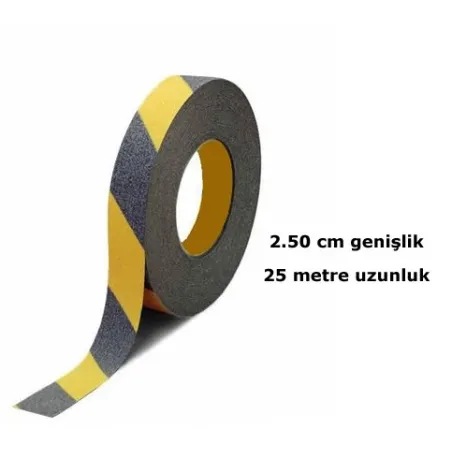Sarı Siyah Merdiven Ve Zemin Kaydırmaz Bant 25mm x 25mt