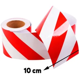 Kırmızı Beyaz Çift Renk Reflektif Bant 100mm x 46mt
