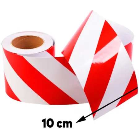 Kırmızı Beyaz Çift Renk Reflektif Bant 100mm x 46mt