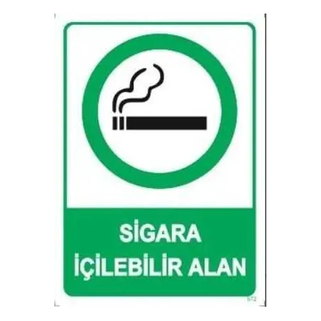 Sigara İçilebilir Alan Uyarı Levhası