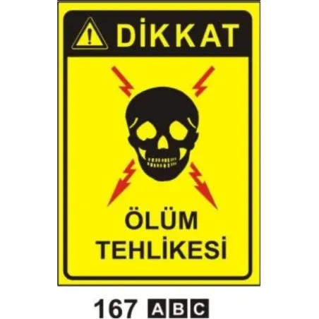 Dikkat Ölüm Tehlikesi Uyarı ikaz Levhası