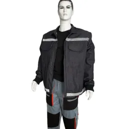 Reflektörlü çok cepli kot kaynakçı ceketi