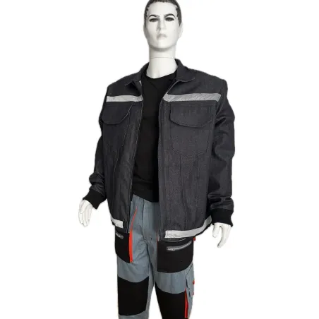 Reflektörlü çok cepli kot kaynakçı ceketi