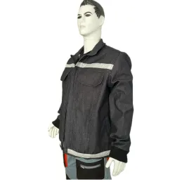 Reflektörlü çok cepli kot kaynakçı ceketi